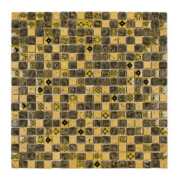 Imagem de Pastilha Mesclada De Mármore E Vidro 31cm X 31cm Machu Picchu Glass Mosaic (placas) Amarelo