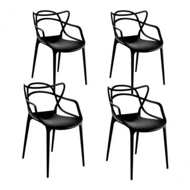 Imagem de Conjunto Com 4 Cadeira Allegra Solna Masters Sala Jantar Pretas