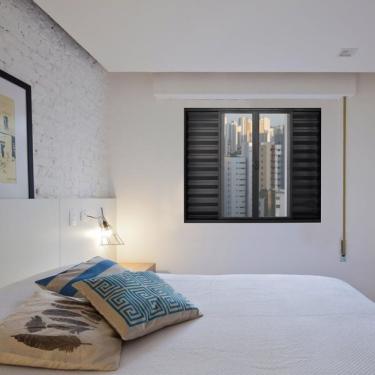 Imagem de Janela De Alumínio Veneziana 120X120Cm 6 Folhas Rodam Portas Preto