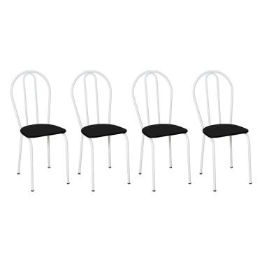 Imagem de Kit 4 Cadeiras De Cozinha Texas Liso Preto Pés De Ferro Branco - Pallazio
