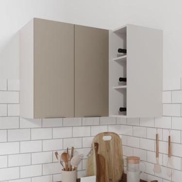 Imagem de Armário Aéreo De Canto Reto Ipanema Cabecasa Madeiramadeira Fendi Trama/branco