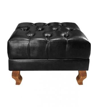 Imagem de Poltrona Imperador Com Puff Chesterfiel Dom Pedro Courissimo Preto