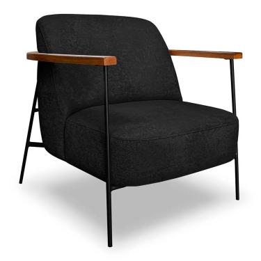 Imagem de Poltrona Decorativa Eros Linho Bouclê Com Base De Ferro Preto SSX Multicoisas Preto