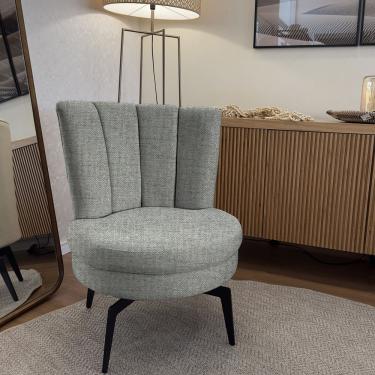 Imagem de Poltrona Flor Giratória Safira - Tecido Linho Safira Cinza