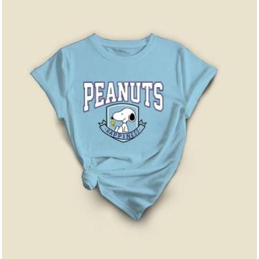 Imagem de Camiseta Snoopy Estilo Retrô  Algodão Premium - Lobo Sete, Azul, Bb, M
