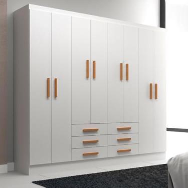 Imagem de Guarda-Roupa Casal Paris 8 Portas 6 Gavetas Branco - Evidencia Móveis,