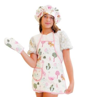 Imagem de Avental Juvenil Cozinheiro Estampas Divertidas Para Escola e Recreação