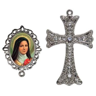 Imagem de Crucifixo Para Terço de Noiva Relicario Santa Teresinha Peças para Mon