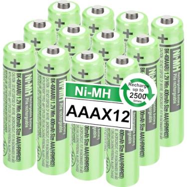 Imagem de OSIM Pacote Com 12 Pilhas Recarregáveis Aaa Bk-40Aaabu Ni-Mh 400Mah 1,2V Para Telefones Sem Fio, Controles Remotos E Eletrônicos Panasonic