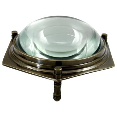Imagem de Hapton House Lupa De Latão Antigo - Mesa Em Formato Cúpula, Ampliação Sólida 5X, Decoração Para Casa, Impressão Fina, Coleção Selos E Moedas, Estilo Náutico