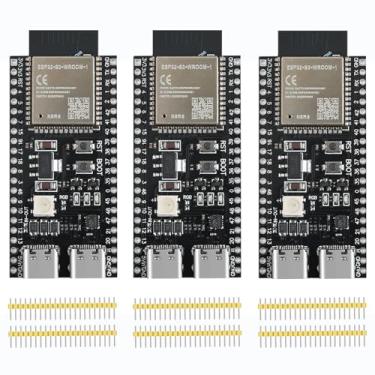 Imagem de YEJMKJ Placa De Desenvolvimento 3 Peças Esp32 S3 Esp N8R8 Wroom 32 Wifi + Módulo Bluetooth Mcu, Processador Microcontrolador Núcleos Duplos Tipo C Esp32-S3-Wroom-1 Integra Funções Wi-Fi E Ble Comple