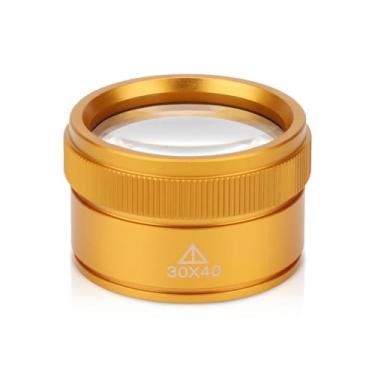 Imagem de Rongon Lupa De Bolso 30X Para Leitura, Lente Portátil, Mini Alça Mesa, Joalheiro, Mapas, Revistas Antiguidades, Eletrônicos (Dourado, 30X40 Mm)