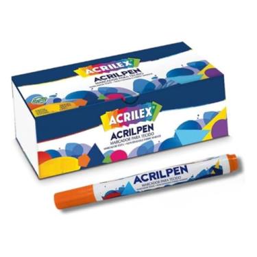 Imagem de Caneta Para Tecido Acrilpen 12 Unidade - Acrilex - Pintura Permanente e Personalização É Ideal Para Personalizar E Detalhar Seus Projetos De Tecido Com Precisão E Durabilidade (517 Laranja)