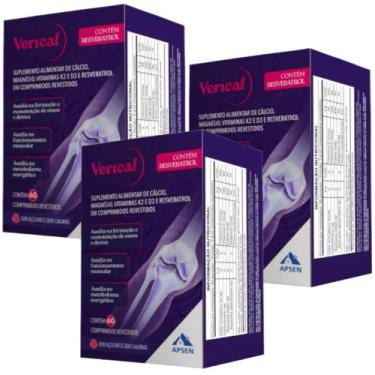 Imagem de Verical kit c/3 cxs c/60 cprs cada - resvertrol + cálcio ossos fortes 