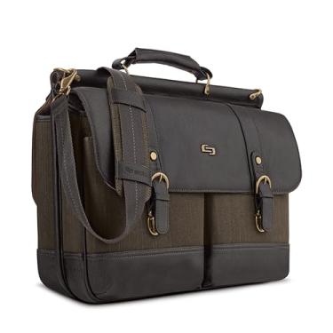 Imagem de Mala Solo Thompson de 38 cm com compartimento acolchoado para laptop, Café, One Size, Pasta para laptop Thompson