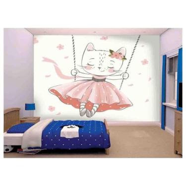 Imagem de Papel De Parede Infantil Gatinha Quarto Bebê Azs153 - Você Decora