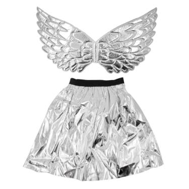 Imagem de Fantasia Infantil de Anjo, Saia Prateada com Asas, 30cm de Comprimento, Tamanho Único
