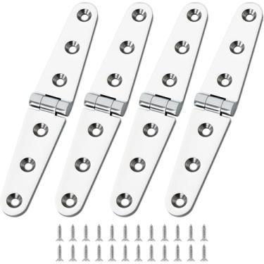 Imagem de Dobradiças de escotilha de barco de aço inoxidável 316, dobradiça marinha polida de 15,7 cm x 2,5 cm (160 x 27 mm), dobradiças pesadas com parafusos para barcos, iates, portas, convés, janelas