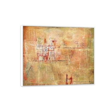 Imagem de MUHJDYC Zao Wou-ki Pintura famosa abstrata - imagem de arte em tela - arte de parede para sala de estar - reprodução de impressões (24.09.51) 20x25cm-8x10in moldura branca