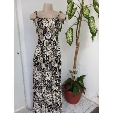 Imagem de Vestido longo tecido viscose - cor estampado verde musgo - tamanho úni