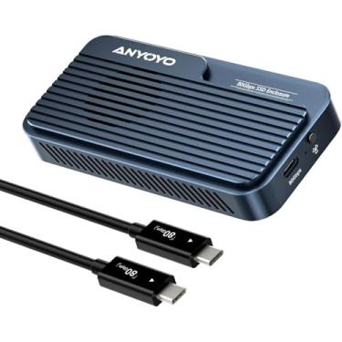 Imagem de ANYOYO Gabinete Ssd M.2 Nvme De 80 Gbps Com Suporte Para Controle Inteligente Temperatura E Resfriamento Por Ventilador Até 8 Tb, Compatível Thunderbolt 3/4/5/Usb4, Usb 3.2/3.1/3.0 Reverso