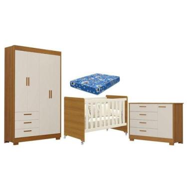 Imagem de Quarto De Bebê Zaki E Berço Americano Evolution 4 Em 1 Areia Acetinado