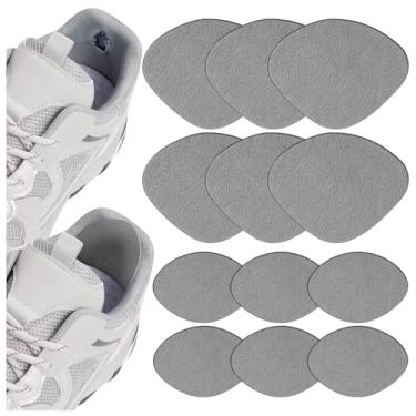Imagem de 6 pares de reparo de salto de sapato, 6 pares de adesivos internos autoadesivos para furos, kit de reparo de orifício de sapato para tênis, sapatos de couro, salto alto (cinza)