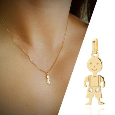 Imagem de Corrente Feminina de Ouro 18k Com Pingente Menino Filho - AGAPRIME JOI