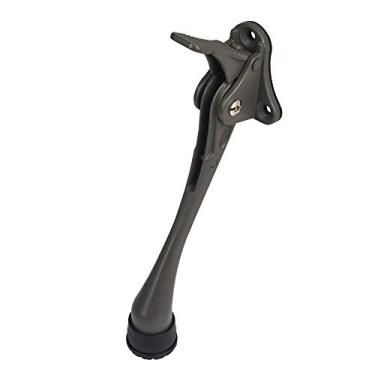 Imagem de CG PLUS Rolha de porta, rolha de metal semiautomática de um toque, com ponta de borracha antiderrapante para madeira, concreto, azulejo e carpete (15 cm x 1 pacote, cinza escuro)