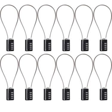 Imagem de SEPOX® Conjunto de bagagem versátil de 12 peças redefinível de 4 dígitos com cadeado de viagem – configuração de senha própria, cabo de aço de vinil anticorte extremo longo, ideal para mala - cabo