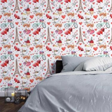 Imagem de Papel de Parede Adesivo Paris romântico N03065 Rolo 0,58x3M - Adesivo 
