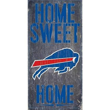 Imagem de Placa de madeira Buffalo Bills oficial NFL 36,8 cm x 24,1 cm Home Sweet Home por Fan Creations 048326, cinza/azul/branco