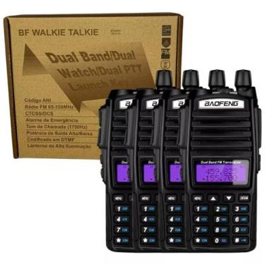 Imagem de Kit 4 Radios Baofeng Uv 82 Plus Walkie Talkie Vhf Uhf Ip68 Cor Preto -