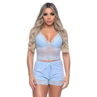 Imagem de Pijama Curto Feminino Baby Doll de Dormir Renda Short Soutien - Patite