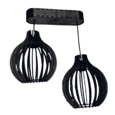 Imagem de Luminária Teto Tipo Pendente Alice Mdf - Completa Cor: Preta