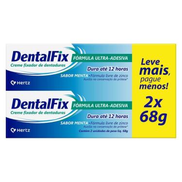 Imagem de Creme Fixador de Dentaduras DentalFix Sabor Menta 2 Unidades 68g Cada