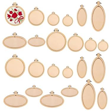 Imagem de Framendino Pacote Com 24 Mini Bastidor De Bordado Madeira Redondo Oval Ponto Cruzado, Moldura Exibição Circular Para Artesanato Faça Você Mesmo, Enfeite Pendurado (8 Estilos)