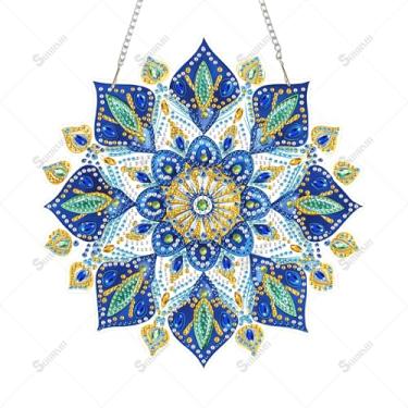 Imagem de SOURMO Kit de pendurar para pintura de arte de diamante, mandala, faça você mesmo, pingente de ornamento de pintura de pedras preciosas, placa acrílica para adultos