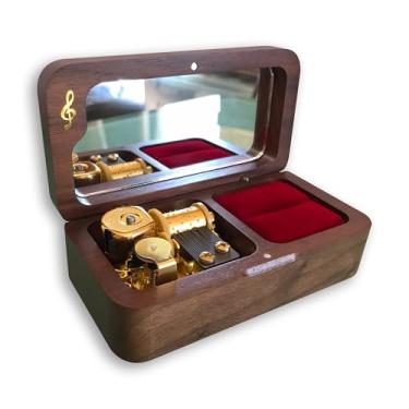 Imagem de BinkeGG Caixa de joias de madeira com corda de nogueira Play (You are My Sunshine) com movimento musical Sankyo (opção de 65 músicas)