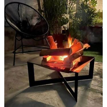 Imagem de lareira externa para jardim preto fosco 50x50x25cm - solutinox