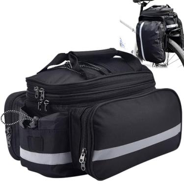 Imagem de Ogetok Bolsa traseira para bagageiro refletiva à prova d'água, bolsa de armazenamento no banco traseiro de ciclismo com suporte para garrafa de água