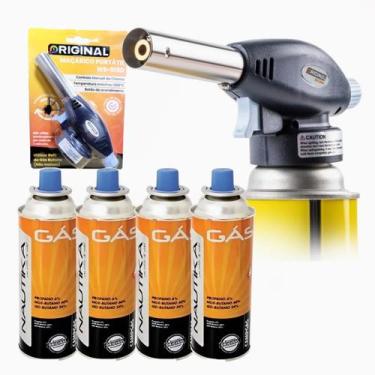 Imagem de Kit Maçarico Regulável Western Mais 4 Lata Gás Butano NTK