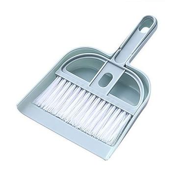 Imagem de Conjunto de mini vassoura e pá de lixo, escova de limpeza de mesa compacta com panela pequena para escritório, cozinha, uso diário de animais de estimação, conjunto de vassoura com pá de lixo