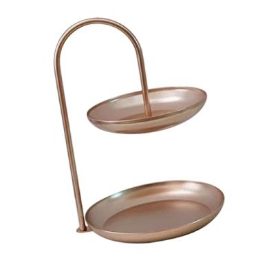 Imagem de Zerodis Bandeja de Frutas de Ferro de Dupla Camada Estável para Mesa de café Em Festa de Escritório Em Casa Material de Ferro (Rose Gold)