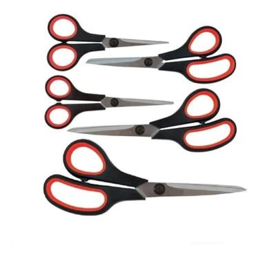 Imagem de Kit 5 Tesouras Emborrachadas Multiuso Costura, Cozinha Corta Tecido Papel para Costura, Patchwork, Artesanato, EVA Ideal Tanto Para Iniciantes Quanto Para Profissionais