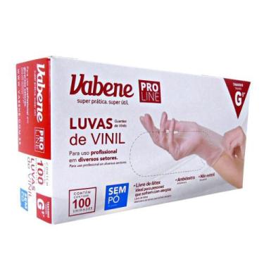 Imagem de Luvas de Vinil Vabene Pro Line Sem Pó Tam:g C/100 Uni Ref.:1422