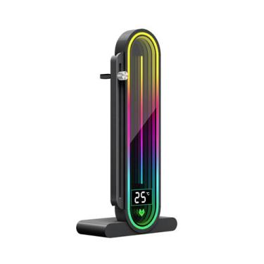Imagem de Suporte placa de vídeo gh3 pro vertical preto argb com visor - Coolmoo