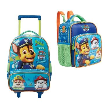 Imagem de Kit Mochila Escolar Carrinho + Lancheira Mochila Térmica