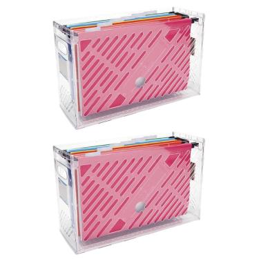 Imagem de Kit 2 Organizadores de Pastas Suspensas Dellocolor Caixa Arquivo Escritório Documentos