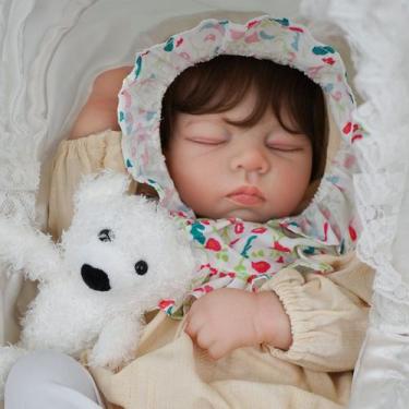 Imagem de Boneca Bebê Reborn Silicone Realista 55cm Original Kit Acessórios Conj